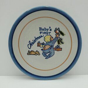 Louisville Stoneware Baby's First Christmas Dessert Plate Cookies for Santa